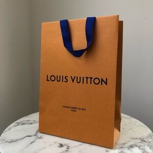 LOUIS VUITTON Orange Shopping Gift Paper Bag Tote NEW